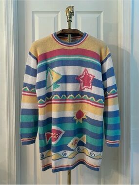 Vintage 90s Two-Twenty Knit Striped Nautical Crewneck Sweater